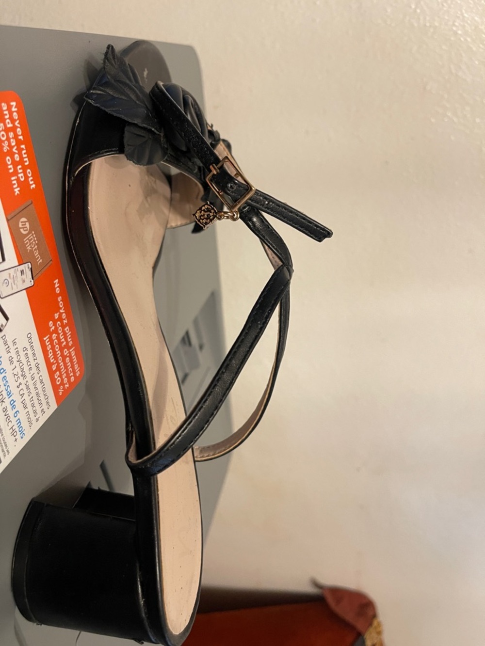 Nannette Black Rose Ankle-Strap Block Heel Sandals